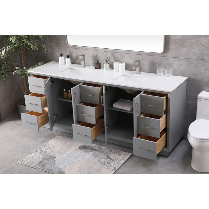 Elegant Lighting Hayes 84"L Double Vanity Sink, Grey