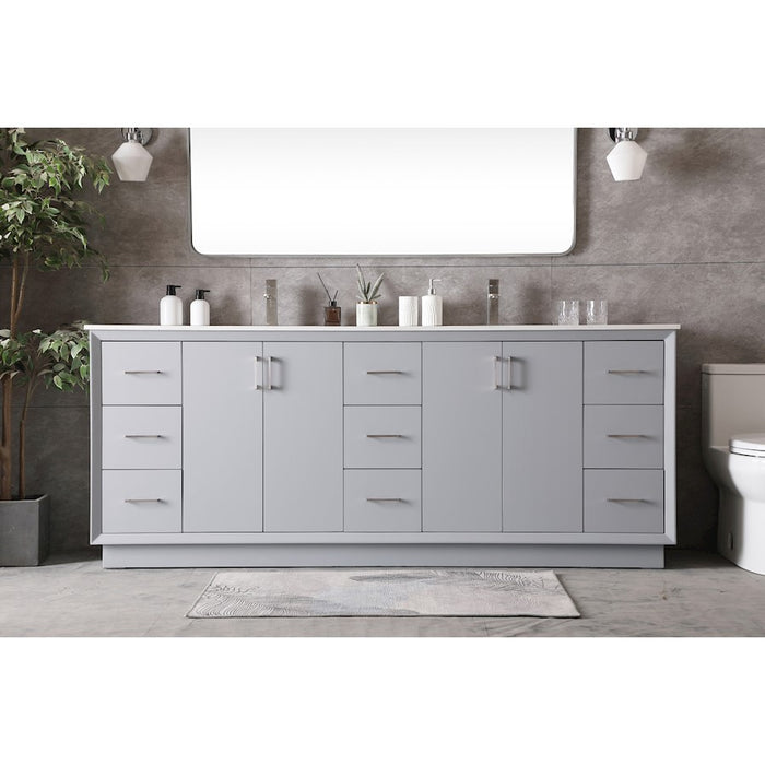 Elegant Lighting Hayes 84"L Double Vanity Sink, Grey