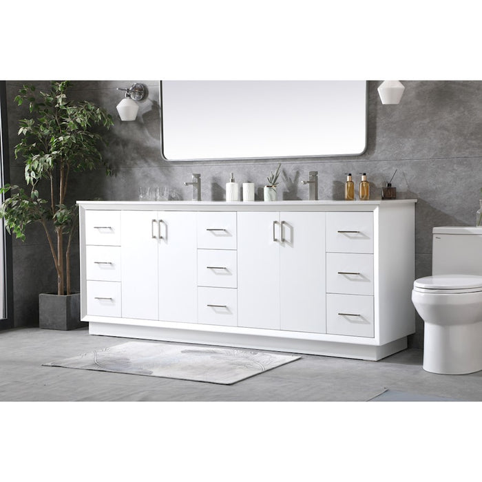 Elegant Lighting Hayes 84"L Double Vanity Sink, White