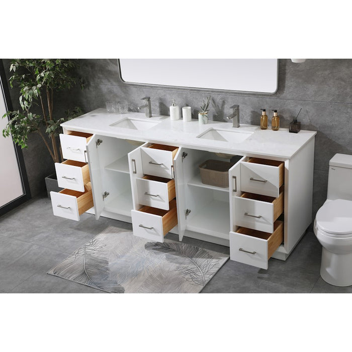 Elegant Lighting Hayes 84"L Double Vanity Sink, White