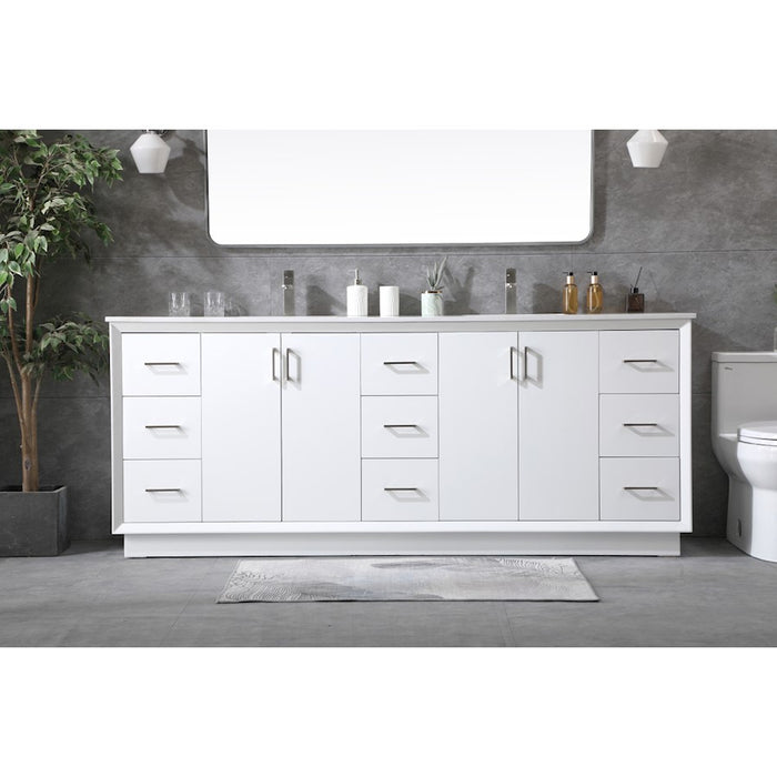 Elegant Lighting Hayes 84"L Double Vanity Sink, White