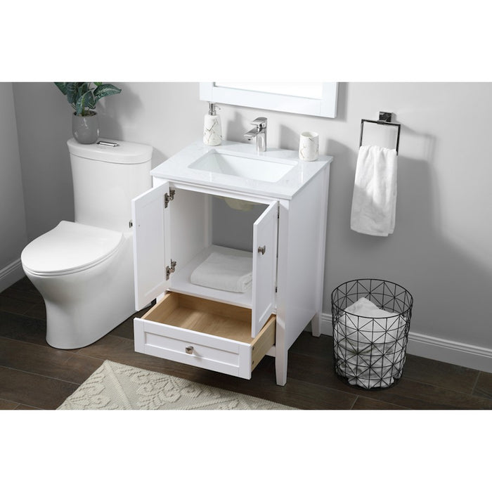Elegant Lighting Hamilton 24"L Single Vanity Sink, White