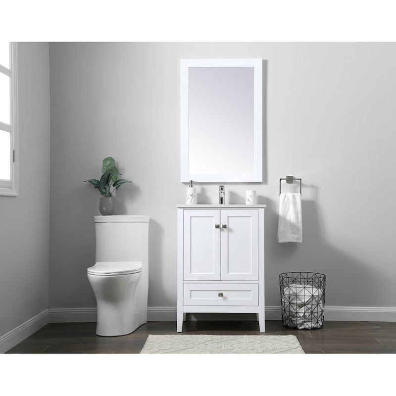 Elegant Lighting Hamilton 24"L Single Vanity Sink, White