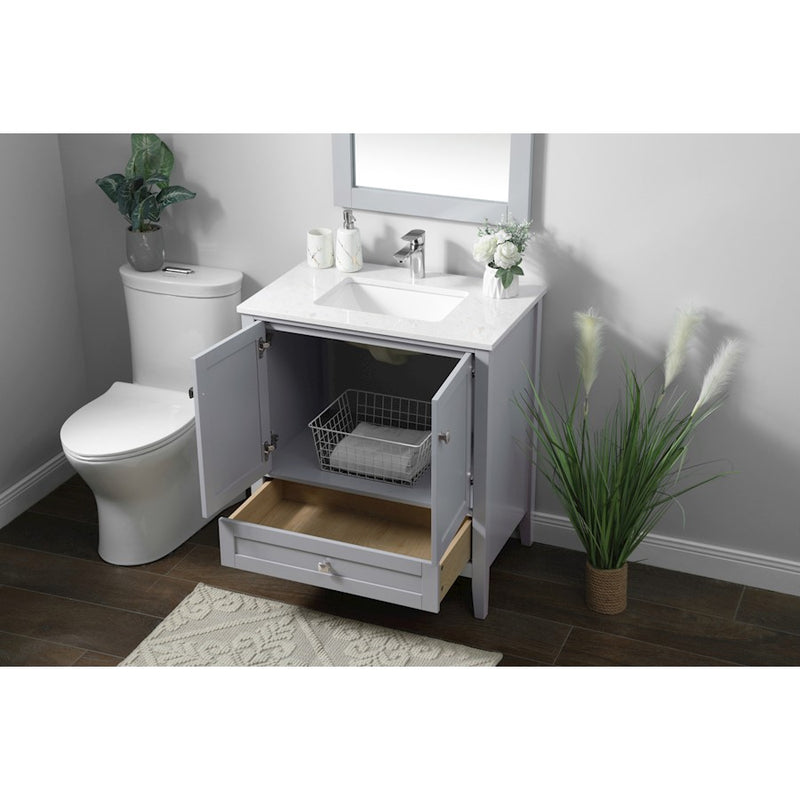 Elegant Lighting Hamilton 30"L Single Vanity Sink, Grey