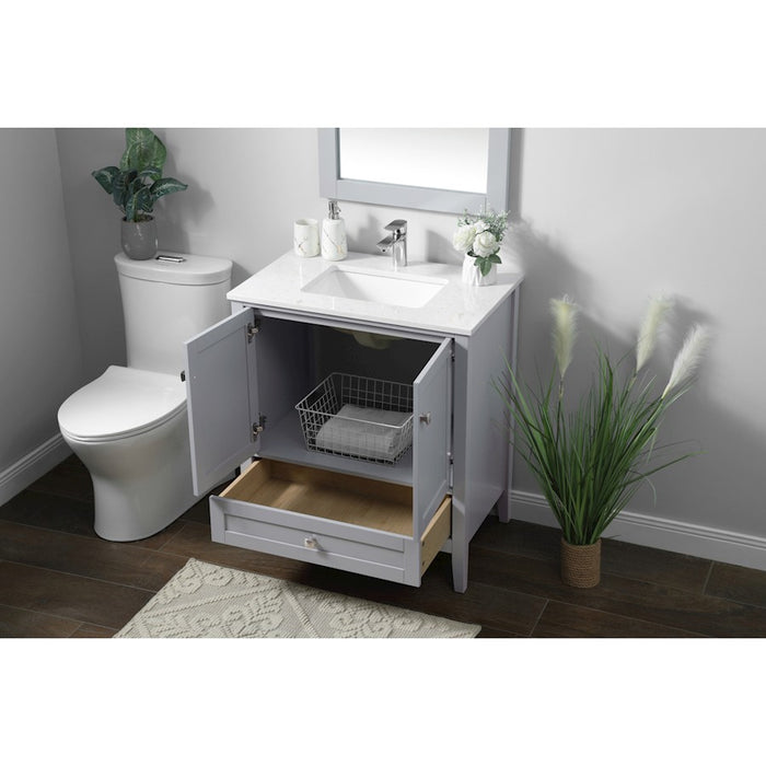 Elegant Lighting Hamilton 30"L Single Vanity Sink, Grey
