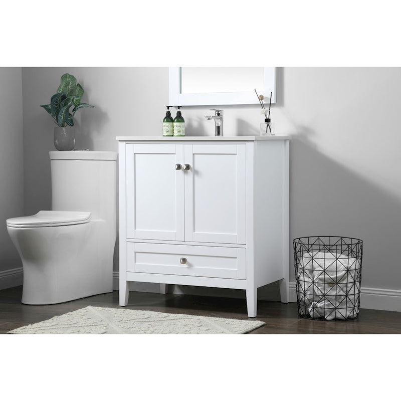 Elegant Lighting Hamilton 30"L Single Vanity Sink, White