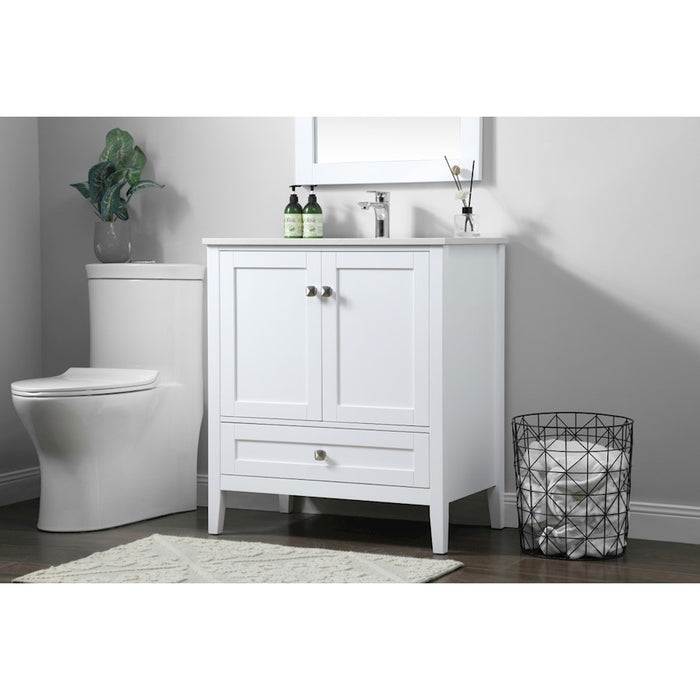 Elegant Lighting Hamilton 30"L Single Vanity Sink, White