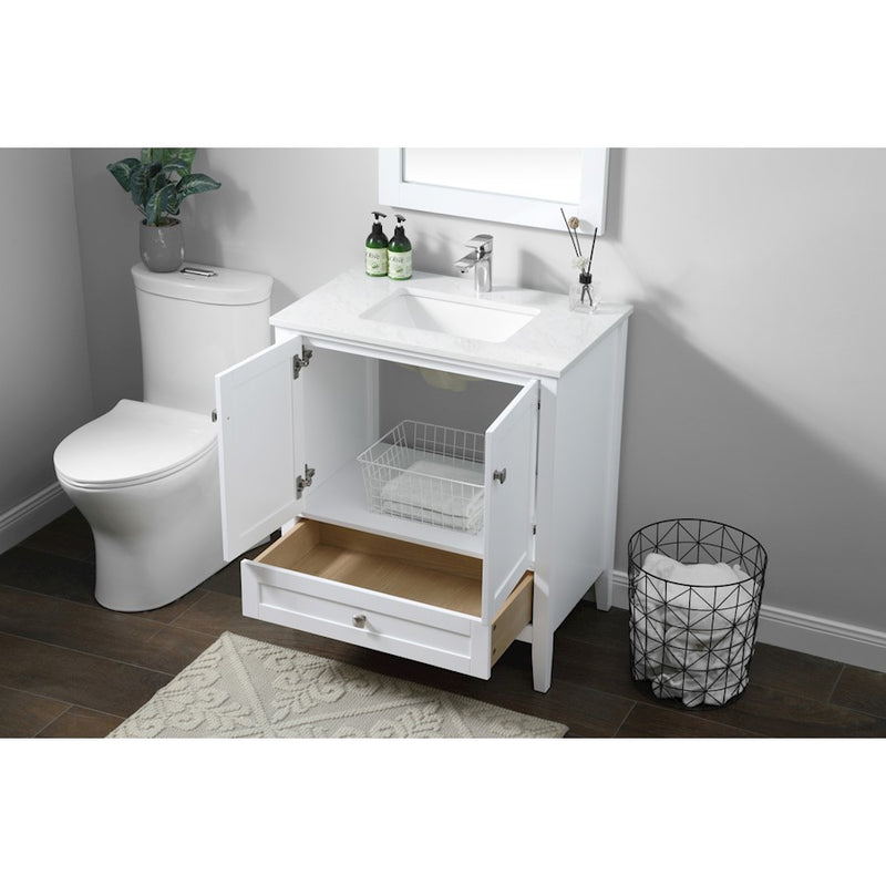 Elegant Lighting Hamilton 30"L Single Vanity Sink, White