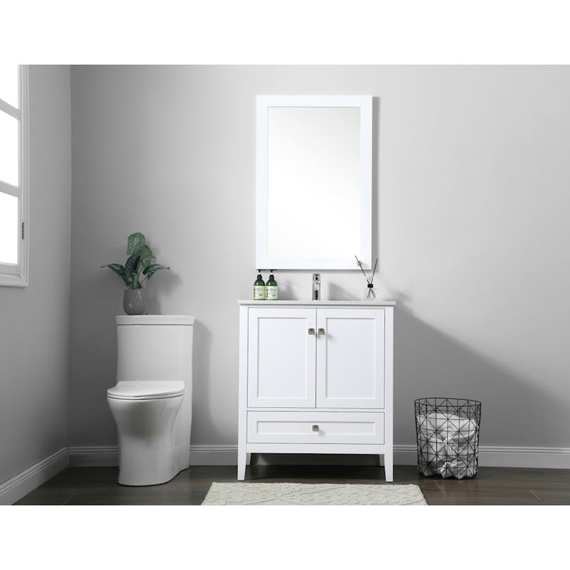 Elegant Lighting Hamilton 30"L Single Vanity Sink, White