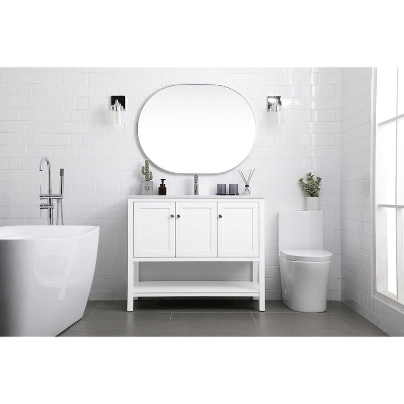 Elegant Lighting Heath 42"L Single Vanity Sink, White
