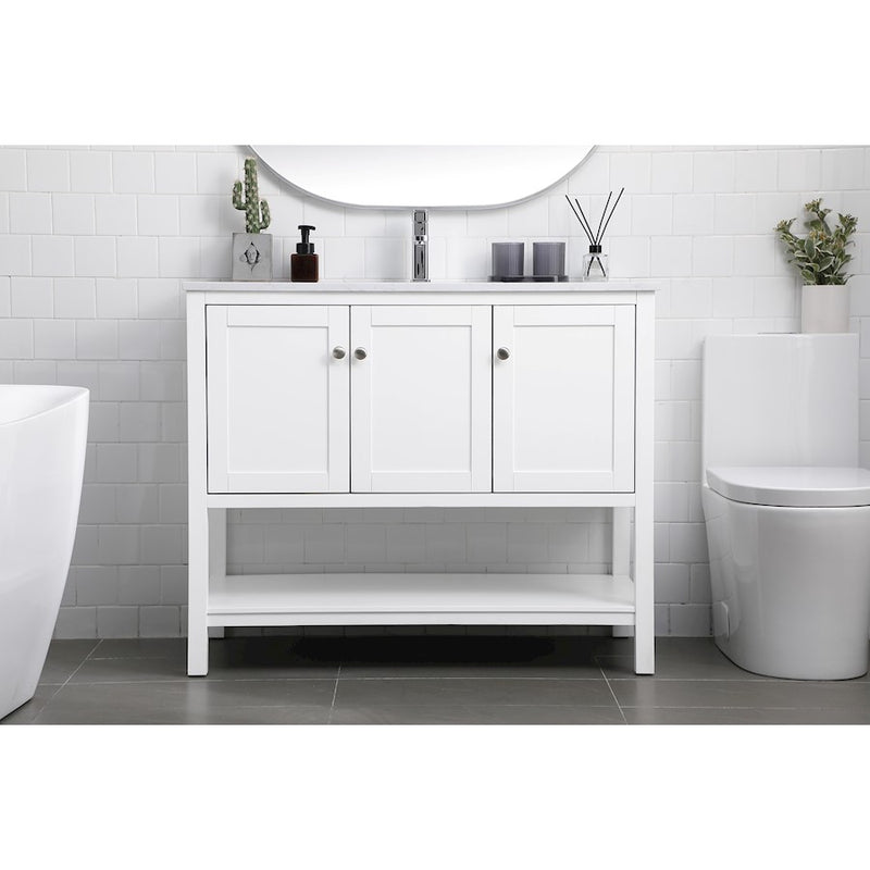 Elegant Lighting Heath 42"L Single Vanity Sink, White