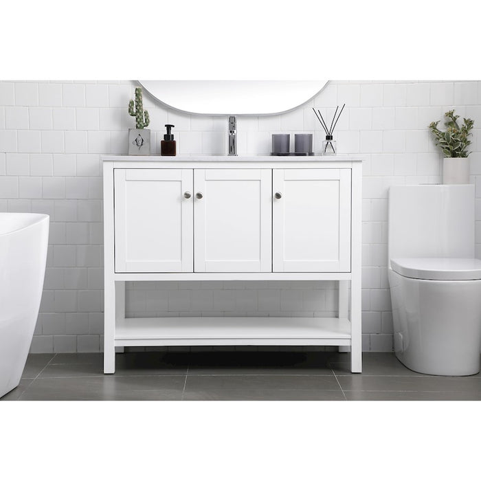 Elegant Lighting Heath 42"L Single Vanity Sink, White