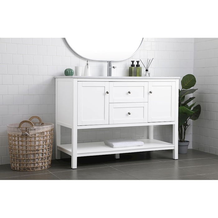 Elegant Lighting Heath 48"L Single Vanity Sink, White