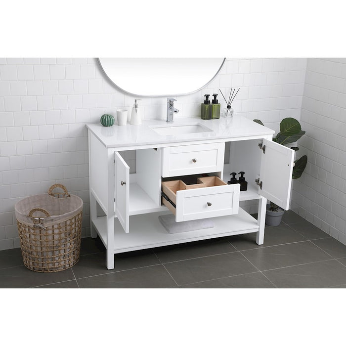Elegant Lighting Heath 48"L Single Vanity Sink, White