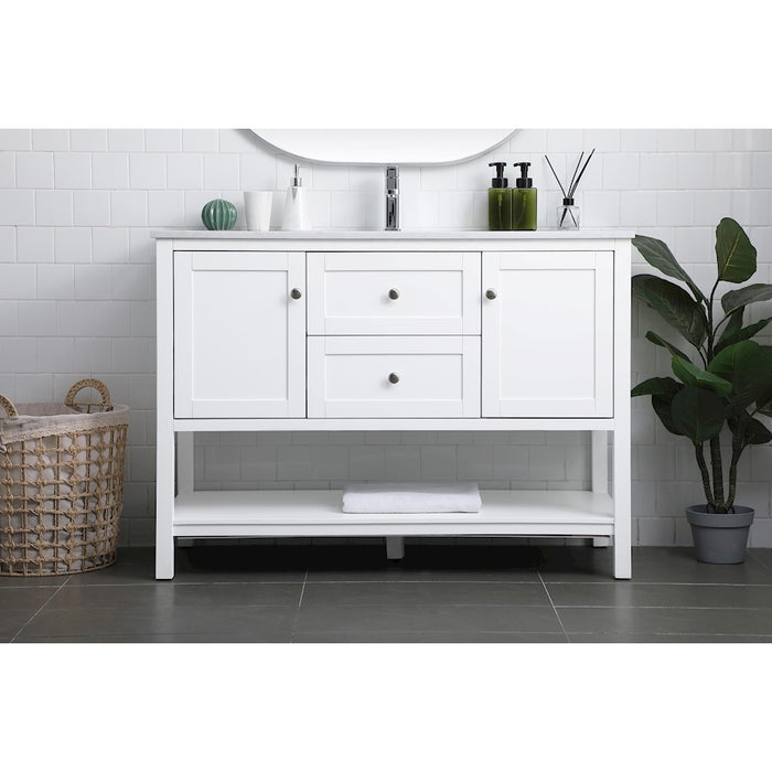 Elegant Lighting Heath 48"L Single Vanity Sink, White