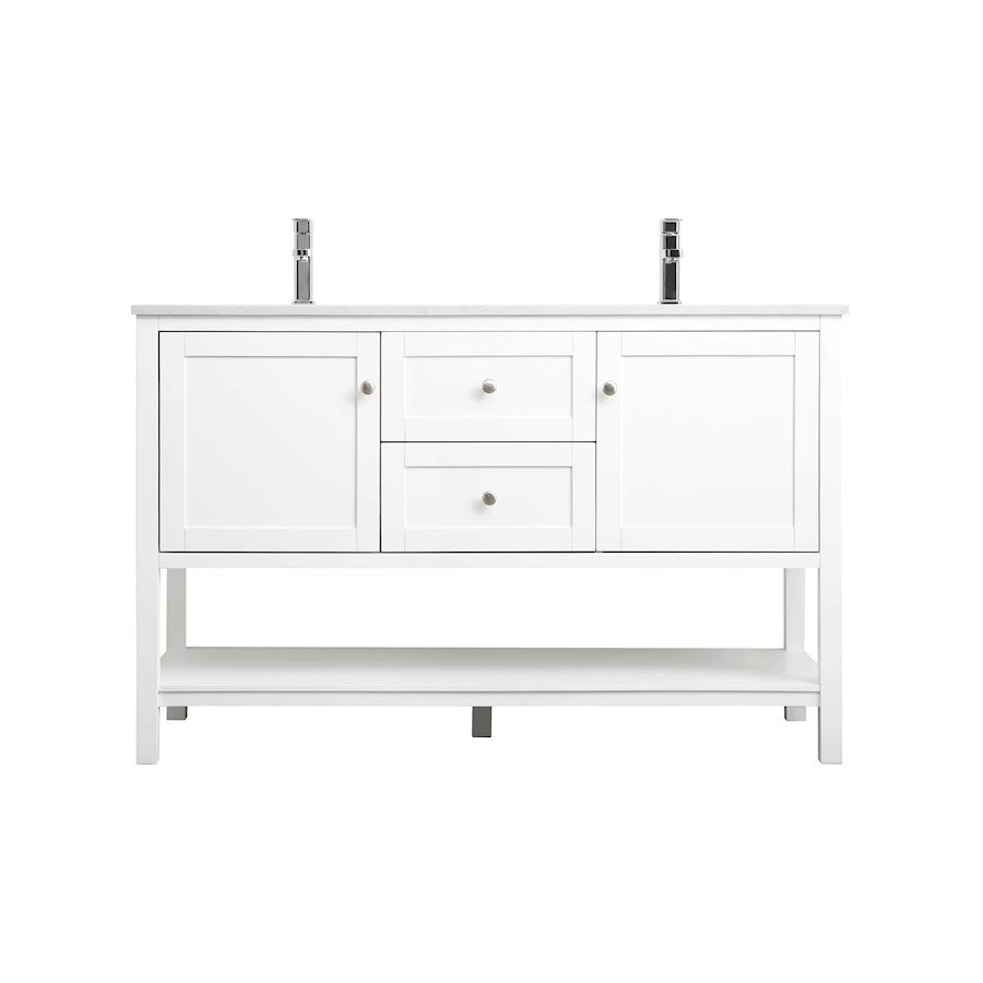 Elegant Lighting Heath 54"L Double Vanity Sink, White - VF22254DWH