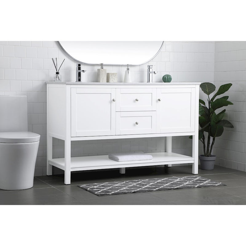 Elegant Lighting Heath 54"L Double Vanity Sink, White