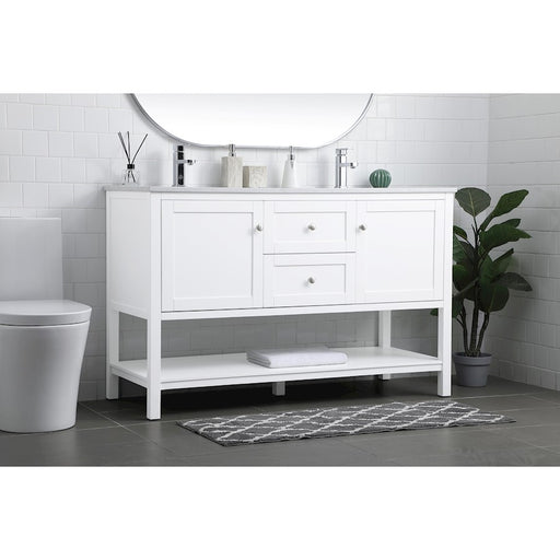 Elegant Lighting Heath 54"L Double Vanity Sink, White