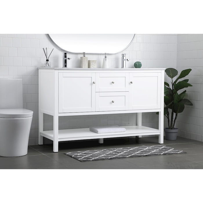 Elegant Lighting Heath 54"L Double Vanity Sink, White