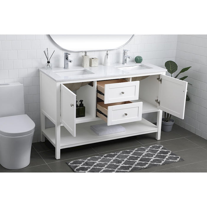 Elegant Lighting Heath 54"L Double Vanity Sink, White