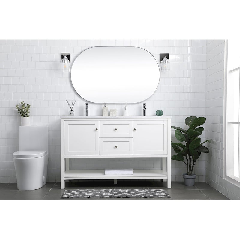 Elegant Lighting Heath 54"L Double Vanity Sink, White