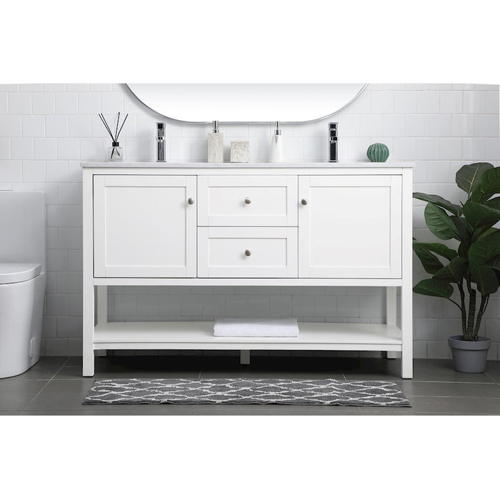 Elegant Lighting Heath 54"L Double Vanity Sink, White