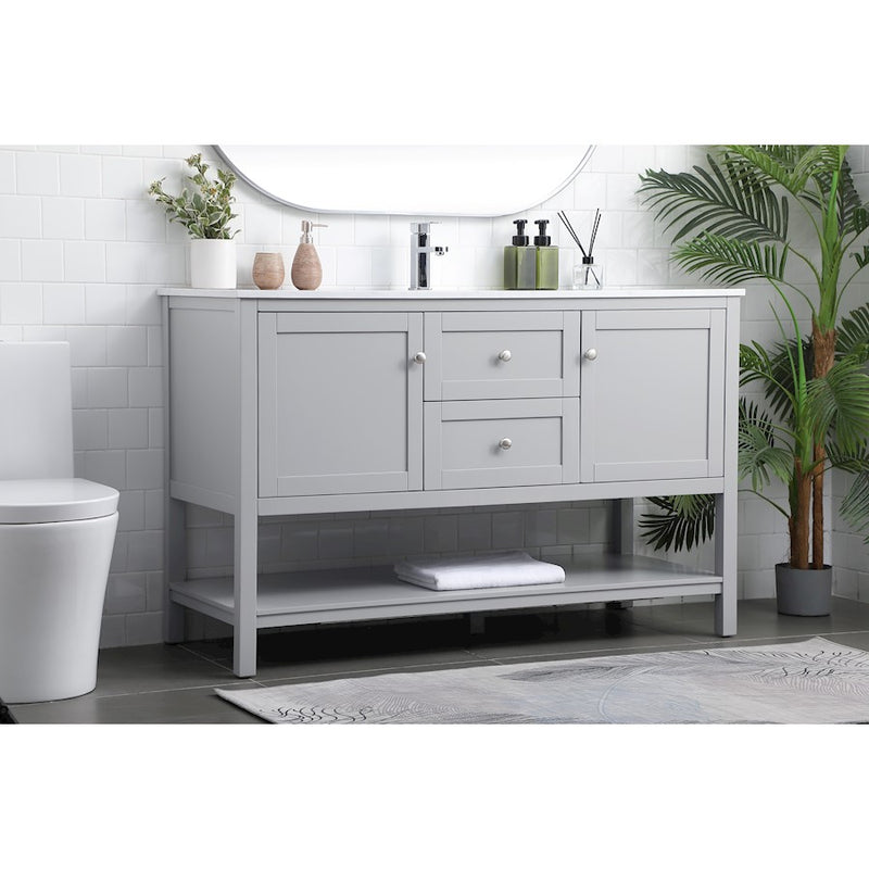 Elegant Lighting Heath 54"L Single Vanity Sink, Grey