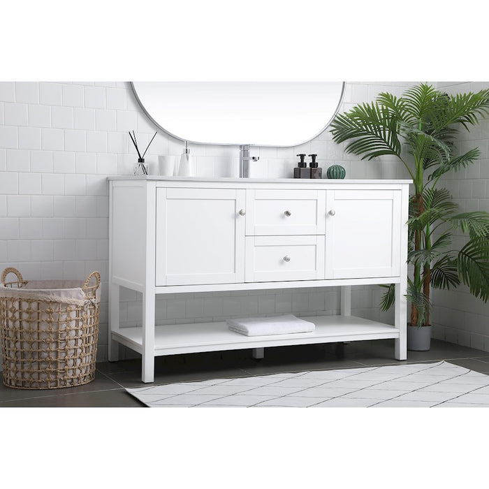 Elegant Lighting Heath 54"L Single Vanity Sink, White