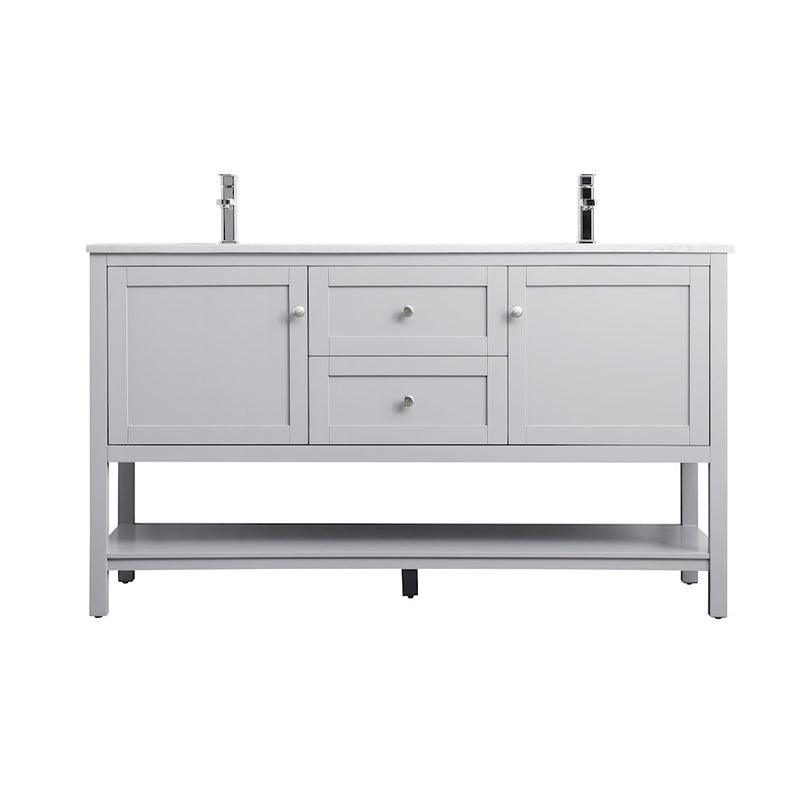 Elegant Lighting Heath 60"L Double Vanity Sink, Grey - VF22260DGR