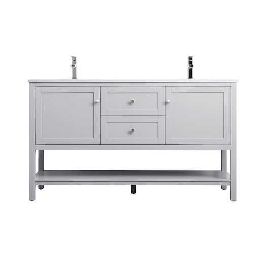 Elegant Lighting Heath 60"L Double Vanity Sink, Grey - VF22260DGR