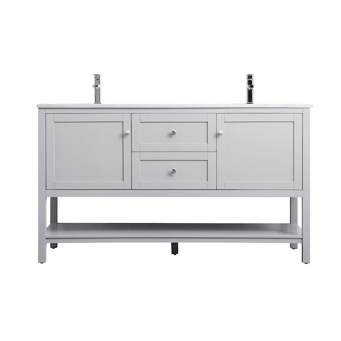 Elegant Lighting Heath 60"L Double Vanity Sink, Grey - VF22260DGR