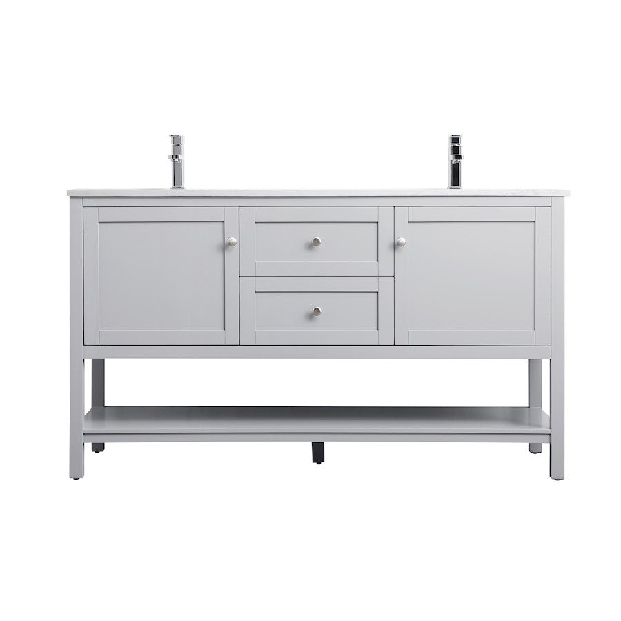 Elegant Lighting Heath 60"L Double Vanity Sink, Grey - VF22260DGR