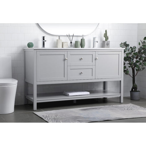 Elegant Lighting Heath 60"L Double Vanity Sink, Grey