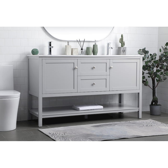 Elegant Lighting Heath 60"L Double Vanity Sink, Grey