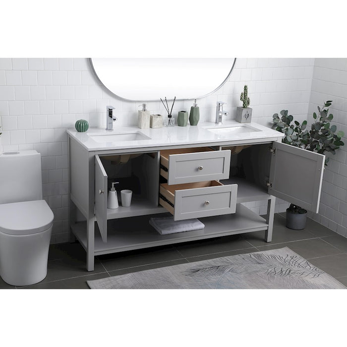Elegant Lighting Heath 60"L Double Vanity Sink, Grey