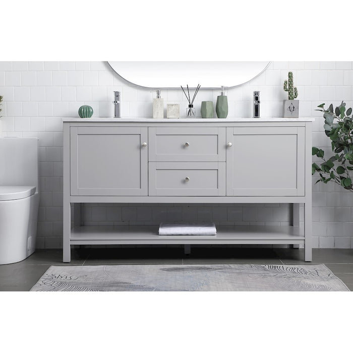 Elegant Lighting Heath 60"L Double Vanity Sink, Grey