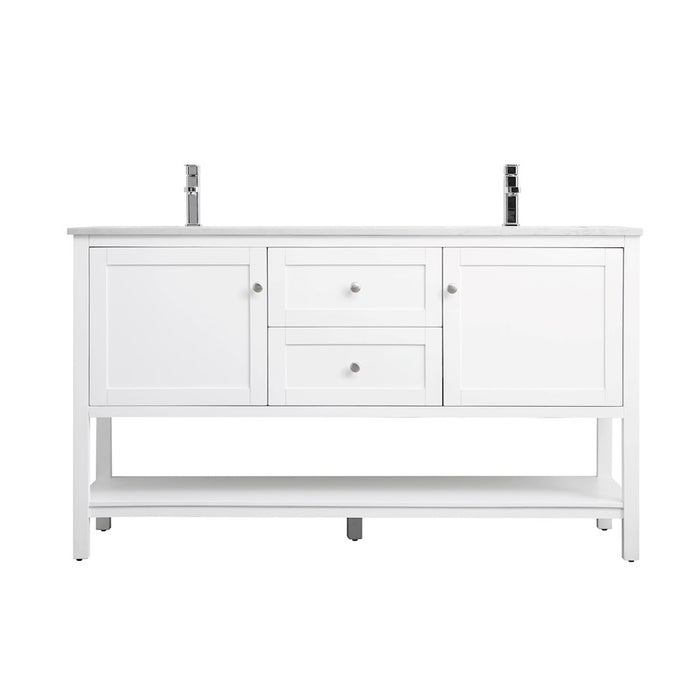 Elegant Lighting Heath 60"L Double Vanity Sink, White - VF22260DWH