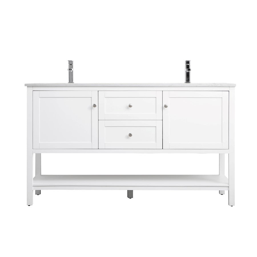 Elegant Lighting Heath 60"L Double Vanity Sink, White - VF22260DWH