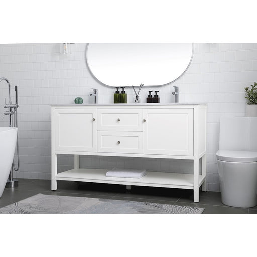 Elegant Lighting Heath 60"L Double Vanity Sink, White