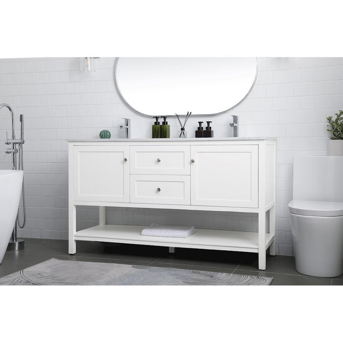 Elegant Lighting Heath 60"L Double Vanity Sink, White