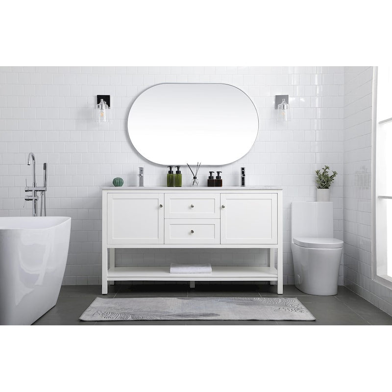 Elegant Lighting Heath 60"L Double Vanity Sink, White