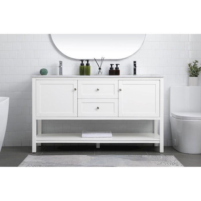 Elegant Lighting Heath 60"L Double Vanity Sink, White