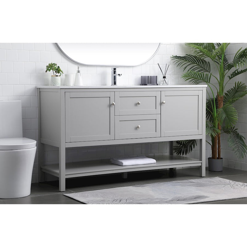 Elegant Lighting Heath 60"L Single Vanity Sink, Grey