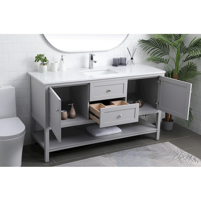 Elegant Lighting Heath 60"L Single Vanity Sink, Grey