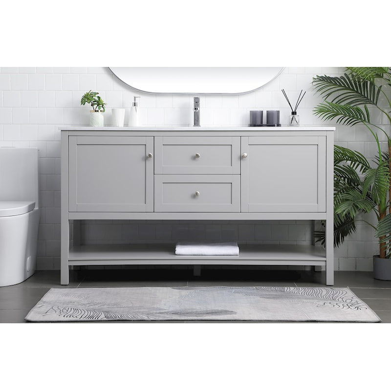 Elegant Lighting Heath 60"L Single Vanity Sink, Grey