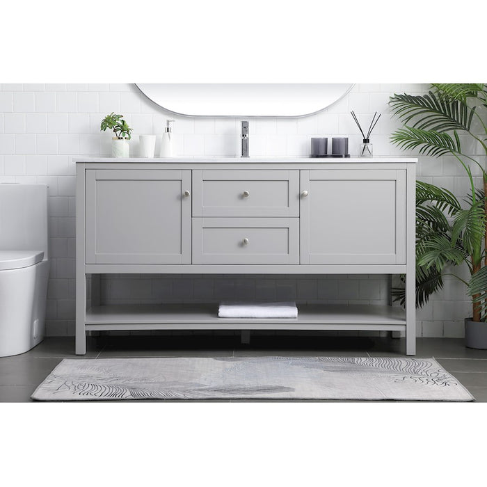 Elegant Lighting Heath 60"L Single Vanity Sink, Grey