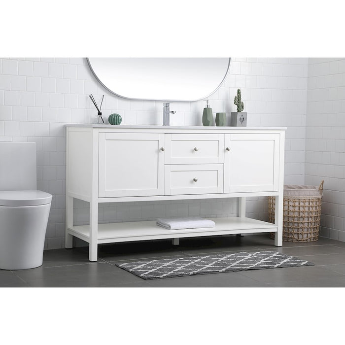 Elegant Lighting Heath 60"L Single Vanity Sink, White