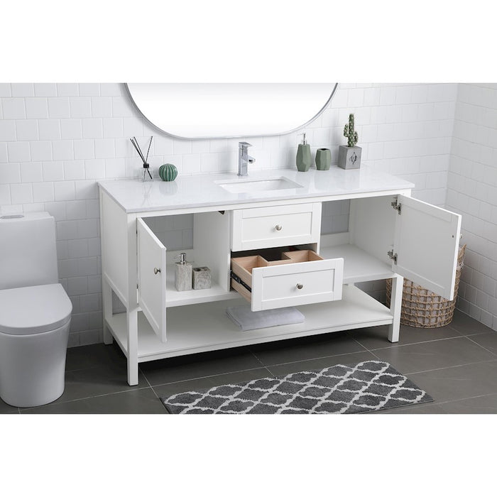 Elegant Lighting Heath 60"L Single Vanity Sink, White