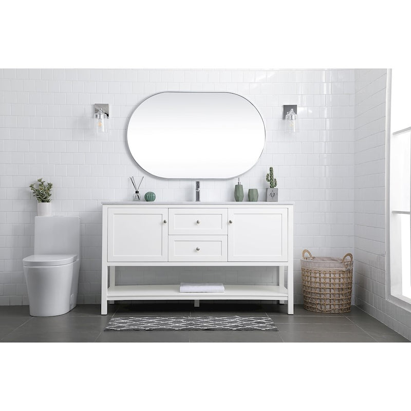 Elegant Lighting Heath 60"L Single Vanity Sink, White