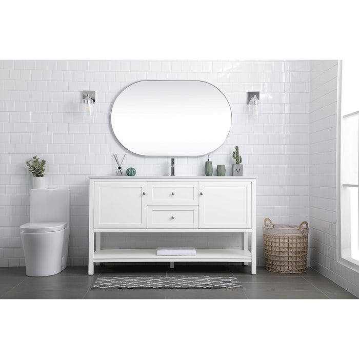 Elegant Lighting Heath 60"L Single Vanity Sink, White